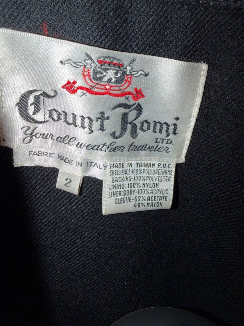 Count Romi All Weather Traveler Evening Coat Size 2 Black Button Front Vintage - Picture 6 of 13